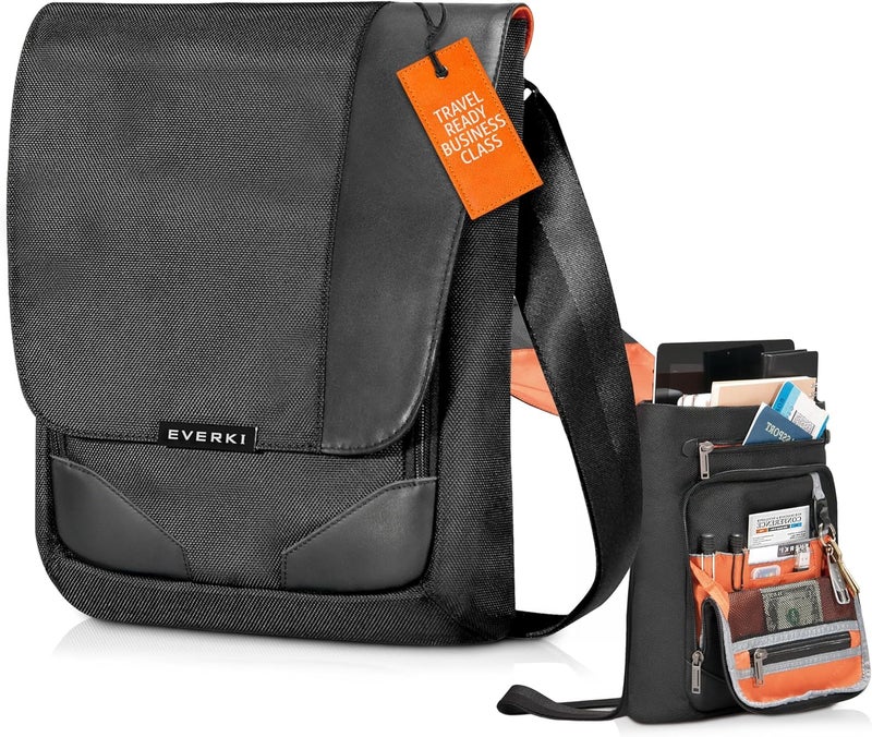 EVERKI Venue X-Large Premium Mini Messenger Bag - Ideal for Mens Crossbody Bag, RFID-blocking Pocket - Ergonomic Strap - Dedicated Compartment up to13-inch iPad Pro, Surface Pro - (EKS622XL) Black - Image 1